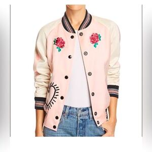 New COACH X Keith Haring Reversible Satin Bomber Jacket Sz 4. (Fits 4-6)